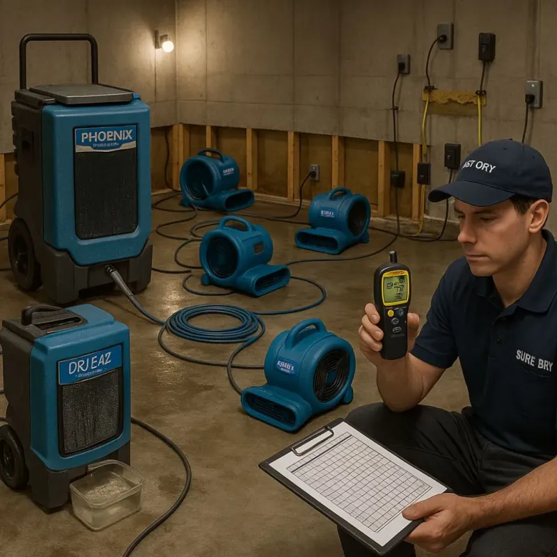 Structural Drying and Dehumidification process in Asherton, TX